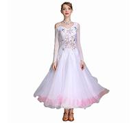 JRUIA Waltz Modern Dance Performance Dresses for Women Embroidery Flamenco Salsa Dancing Outfit Ballroom Competition Dress,A,L