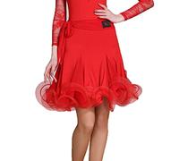 JRUIA Women Tango Practice under Skirt Ballroom Dancing Skirts Cha Cha Waltz Tulle Skirts Latin Fishbone Tulle Tutu Dress,red,XXL