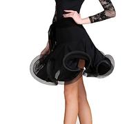 JRUIA Women Tango Practice under Skirt Ballroom Dancing Skirts Cha Cha Waltz Tulle Skirts Latin Fishbone Tulle Tutu Dress,Black,L