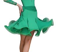 JRUIA Women Tango Practice under Skirt Ballroom Dancing Skirts Cha Cha Waltz Tulle Skirts Latin Fishbone Tulle Tutu Dress,green,S