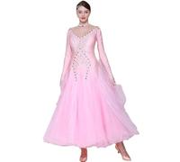 JRUIA Women's Ballroom Dance Dresses for Professional Competition Waltz Performance Outfit Flamenco Tango Dancewear,D,L