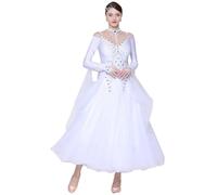 JRUIA Women's Ballroom Dance Dresses for Professional Competition Waltz Performance Outfit Flamenco Tango Dancewear,C,XXL
