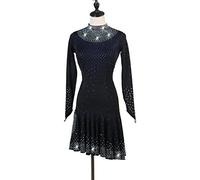 JRUIA Women's Hollow Professional Latin Dance Dresses Cha Cha Salsa Performance Skirt Ballroom Competition Dancing Clothes,Black,L