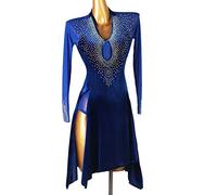 JRUIA Women's Latin Dance Competition Costume Ballroom Dresses Cha Cha Tango Performance Suit Side Slit Skirt for Rumba,B,M