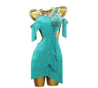 JRUIA Women's Latin Dance Dresses Professional Competition Cha Cha Salsa Costume Waltz Ballroom Performance Dancewear,C,L