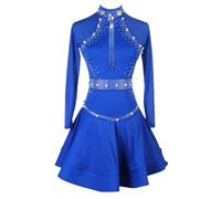 JRUIA Women's Latin Dresses Ballroom Competition Performance Costume Cha Cha Dance Costume Leotard Fishbone Skirt for Samba,C,XL