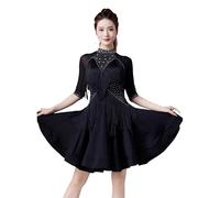JRUIA Women's Latin Salsa Dance Performance Outfit Cha Cha Competition Costumes Ballroom Dancing Dresses Fishbone Skirt,C,L