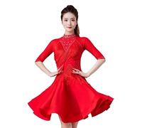 JRUIA Women's Latin Salsa Dance Performance Outfit Cha Cha Competition Costumes Ballroom Dancing Dresses Fishbone Skirt,A,L