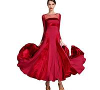 JRUIA Women's Modern Waltz Performance Dancing Clothing Ballroom Dance Dresses Foxtrot Tango Costume for Practice A-Line,A,S