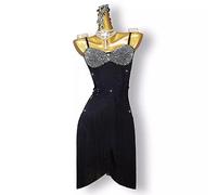 JRUIA Women's Professional Latin Dance Competition Skirts Irregular Fringe Cha Cha Ballroom Dancewear Salsa Tango Costume,A,XL