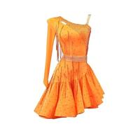 JRUIA Women's Professional Latin Dance Dress High-End Tango Rhinestone Skirt Cha Cha Outfit Ballroom Competition Costume,A,XL