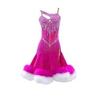 JRUIA Women's Professional Latin Dance Dress Salsa Ballroom Competition Dancewear Backless Dance Skirt for Samba Cha Cha,B,M