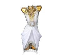 JRUIA Women's Professional Latin Dance Dresses High-End Beaded Tango Skirt Cha Cha Competition Outfit Ballroom Costume,F,L