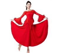 JRUIA Women's Standard Ballroom Dance Dresses Social Waltz Performance Costumes Tango Foxtrot Competition Clothing A-Line,A,L