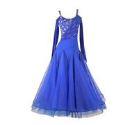 JRUIA Women's Suspenders Ballroom Dance Competition Dresses Flamenco Foxtrot Performance Costumes Waltz Tango Dancing Outfit,A,XXL