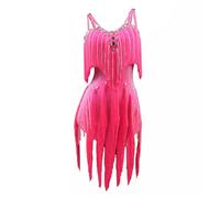 JRUIA Women's Suspenders Professional Latin Dance Dresses Cha Cha Tango Dancewear Ballroom Competition Costumes Rhinestone,A,L