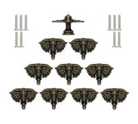 JruiZhp Elephant Cabinet Knobs Animal Drawer Knobs, 10 Pcs Vintage Decorative Head Knobs Pulls Handles, Metal Animal Dresser Knobs, for Door Drawer Cupboard Closet (Bronze)