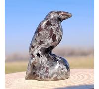 JRVIPSJ Natural Crystal Bird Figurine Carving Raven Figurine Crystal Crow Quartz Skull Home Decor Animal Statue (Yooperlite 1)