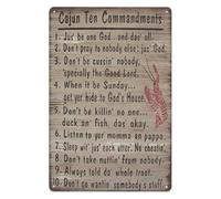 JRXFXEKW Cajun 10 Commandments Country Metal Sign Primitive Rustic Decor For Yard Garden Home Man Cave 8 X 12 inch