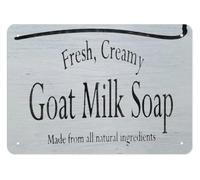 JRXFXEKW Goat Milk Soap Vintage Label Metal Sign Rustic Primitive Wall Decor for Half Bath Powder Room Country Cottage Style Gift 8 X 12 inch
