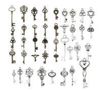 JRYXDS 40 Pieces Keys Vintage Decorative Mixed Silver Old Bronze Keys Antique Vintage Wedding Gadgets Decorative Antique Decorative Pendants for Necklaces