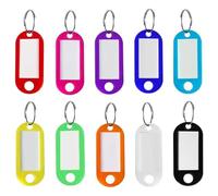JRYXDS Pack of 40 Keyrings with Writeable Labels, 10 Colours, Interchangeable with Empty Paper Labels, Protective Films and Split Rings