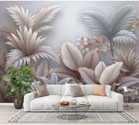 JRZEOCI Palm Leaf Floral Pattern Silk Wall Mural, 350x256cm | Panoramic Wallpaper Three-Dimensional Tropical Plants Art Print Design for Living Room Bedroom Home Decoration