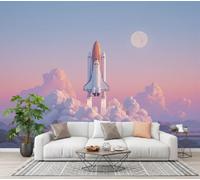 JRZEOCI Rocket Launch Silk Wall Mural, 400x280cm | Panoramic Wallpaper Science Fiction Space Theme Art Print Design for Living Room Bedroom Home Decoration