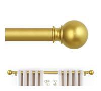 JRZOO Brass Gold Curtain Rods 18-60 Inches, 5/8 inch, Wall Mounted, Steel, Metallic Finish, Gold Exterior, Curtain Rod
