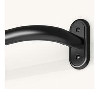 JRZOO Wrap Around Curtain Rods Black, Blackout Heavy Duty Curtain Pole for Windows 48 to 84 Inch, 1" Decorative Room Darkening Curved Modern Drapery Rod (Matte Black/Unique Design/All Matel)