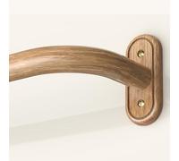 JRZOO Wrap Around Curtain Rods Wood, Blackout Heavy Duty Curtain Pole for Windows 48 to 84 Inch, 1" Decorative Room Darkening Curved Boho Drapery Rod (Wood/Unique Design/All Metal)