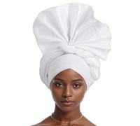 JRZXTWL Nigerian Luxury Headtie, African Headtie WomenWrap Turban Cap Auto Gele Headgear For Party (white, Standard size)