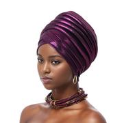 JRZXTWL Nigerian Turban African Headscarf Auto Gele Headties Party Headdress, Purple, 5 1/8-5 5/8