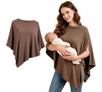 JRZYTX Breastfeeding Cover for Mum Multi-Use Nursing Cover, Soft Breathable Modal 360° Full Coverage Breast Feeding Cover Up Breastfeeding Poncho for Stroller Car Seat Shawl (Brown)
