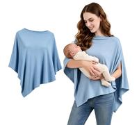 JRZYTX Breastfeeding Cover for Mum Multi-Use Nursing Cover, Soft Breathable Modal 360° Full Coverage Breast Feeding Cover Up Breastfeeding Poncho for Stroller Car Seat Shawl (Blue)