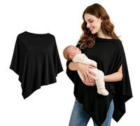 JRZYTX Breastfeeding Cover for Mum Multi-Use Nursing Cover, Soft Breathable Modal 360° Full Coverage Breast Feeding Cover Up Breastfeeding Poncho for Stroller Car Seat Shawl (Black)
