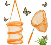 JRZYTX Bug Catcher Collapsible Butterfly Net Bug Butterfly Catcher Extendable, Mini Reproduction Nets for Insect Catching Outdoor Safari Nature Exploration (Orange)