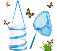 JRZYTX Bug Catcher Collapsible Butterfly Net Bug Butterfly Catcher Extendable, Mini Reproduction Nets for Insect Catching Outdoor Safari Nature Exploration (Blue)