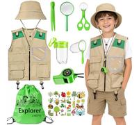 JRZYTX Kids Explorer Kit Explorer Kit Bug Hunting Costume for Children Role Play Zoo Keeper Costume for Park Ranger Outdoor Camping Adventure (Green)
