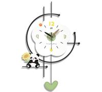 JS Ellie Decorative panda wall clock, giant 3D art clocks, with a cute and simple style, suitable for restaurants, living rooms, and entryways M