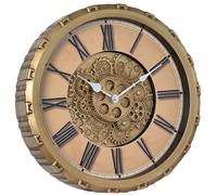 JS Ellie Retro-style dynamic gear clock, large round decorative wall clocks, silent movement, suitable for bedrooms, studies, and living rooms B