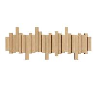 JS Ellie Wall-Mounted Coat Rack with Hooks, Made of Beech Wood, Modern Home Decor Hanger, Suitable for entryways, bedrooms, and Living Rooms Wood 8-Hooks