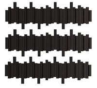 JS Ellie Wall-Mounted Coat Rack with Hooks, Made of Beech Wood, Modern Home Decor Hanger, Suitable for entryways, bedrooms, and Living Rooms Black 10-Hooks (Pack of 3)