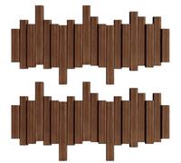 JS Ellie Wall-Mounted Coat Rack with Hooks, Made of Beech Wood, Modern Home Decor Hanger, Suitable for entryways, bedrooms, and Living Rooms Walnut 6-Hooks (Pack of 2)