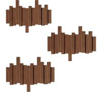 JS Ellie Wall-Mounted Coat Rack with Hooks, Made of Beech Wood, Modern Home Decor Hanger, Suitable for entryways, bedrooms, and Living Rooms Walnut 4-Hooks（Pack of 3）