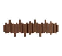 JS Ellie Wall-Mounted Coat Rack with Hooks, Made of Beech Wood, Modern Home Decor Hanger, Suitable for entryways, bedrooms, and Living Rooms Walnut 10-Hooks