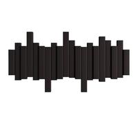 JS Ellie Wall-Mounted Coat Rack with Hooks, Made of Beech Wood, Modern Home Decor Hanger, Suitable for entryways, bedrooms, and Living Rooms Black 6-Hooks