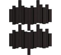 JS Ellie Wall-Mounted Coat Rack with Hooks, Made of Beech Wood, Modern Home Decor Hanger, Suitable for entryways, bedrooms, and Living Rooms Black 4-Hooks（Pack of 2）