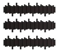 JS Ellie Wall-Mounted Coat Rack with Hooks, Made of Beech Wood, Modern Home Decor Hanger, Suitable for entryways, bedrooms, and Living Rooms Black 12-Hooks (Pack of 3)