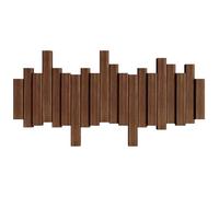 JS Ellie Wall-Mounted Coat Rack with Hooks, Made of Beech Wood, Modern Home Decor Hanger, Suitable for entryways, bedrooms, and Living Rooms Walnut 6-Hooks